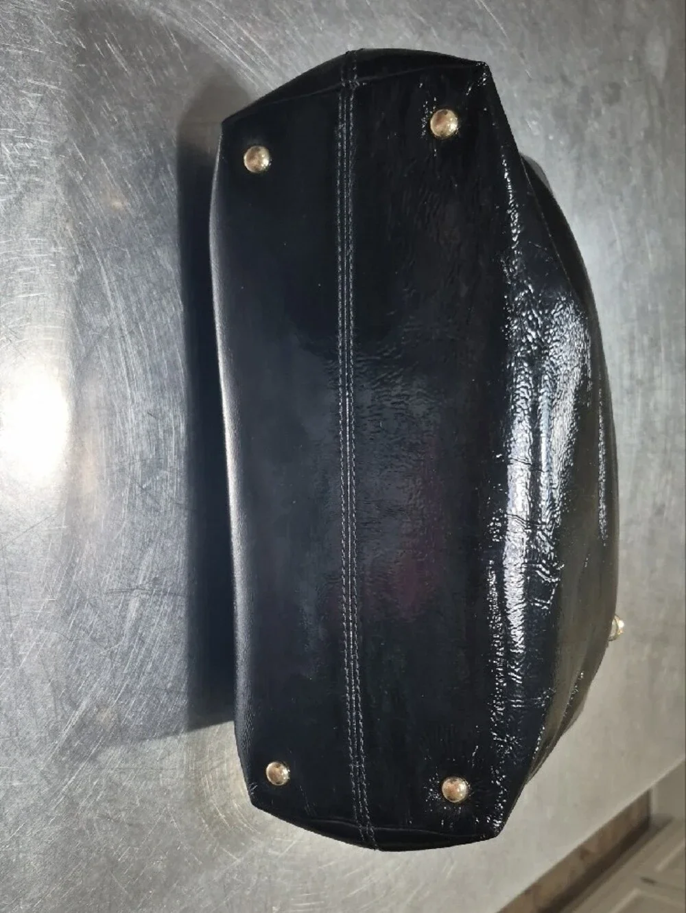 Michael Kors Jet Set Collection Black Patent Bag with Gold Accents